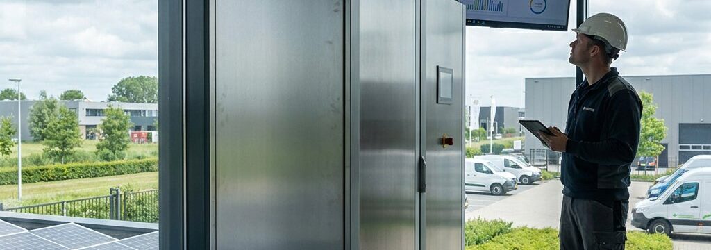 Onbalansmarkt met een zakelijke batterij